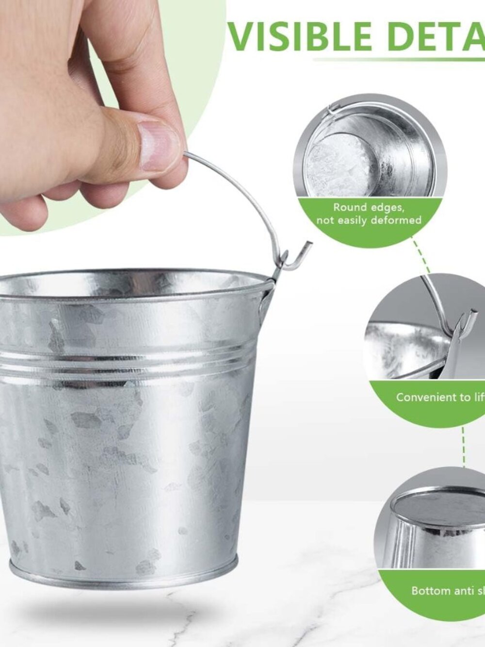 8 Pack Galvanized Metal Buckets with Handle Ice Pails for Plants, Succulents, Pa - Picture 4 of 7